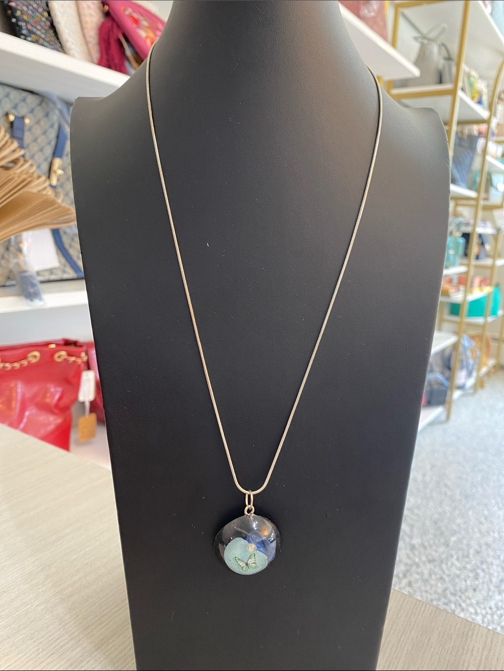 Handcrafted Glass Pendant Necklace in Black and Multicolor